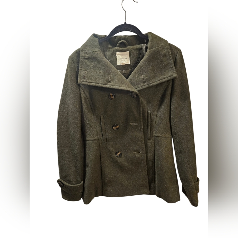 Thread & Supply Wool Dark Green Pea Coat